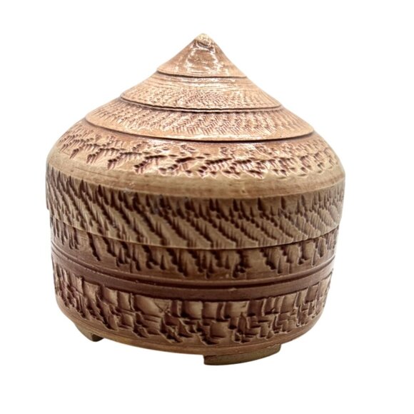 Ken Patterson Handcrafted Brown Textured Ceramic Box With Lid For Trinkets - Picture 4 of 7